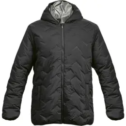 Mock-Quilt Hooded Puffer Black